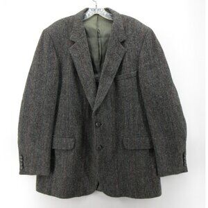 VINTAGE Harris Tweed Sport Coat 44 Handwoven Blazer Wool Herringbone *